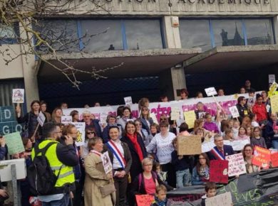 Manifestation contre la fermeture d’une classe à Maignelay-Montigny à la rentrée 2018